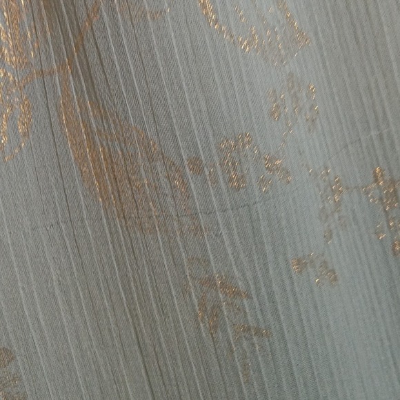 Lauren Conrad Plus 2X Sage Green Gold Floral Print Ruffle Neck Blouse Top - Picture 7 of 9